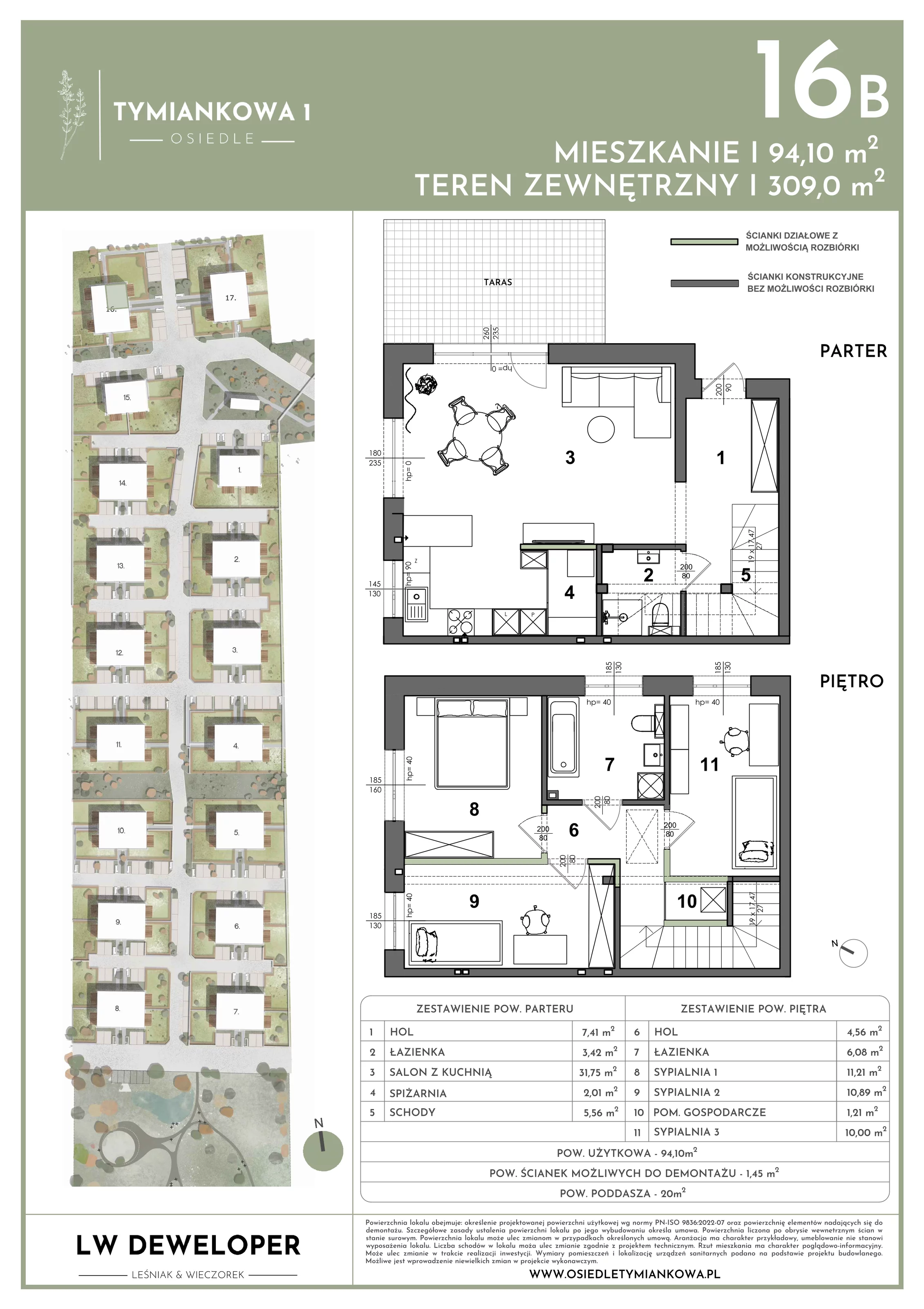 Dom 94,10 m², oferta nr 16B, Osiedle Tymiankowa 1 - domy, Łódź, Widzew, ul. Tymiankowa 1