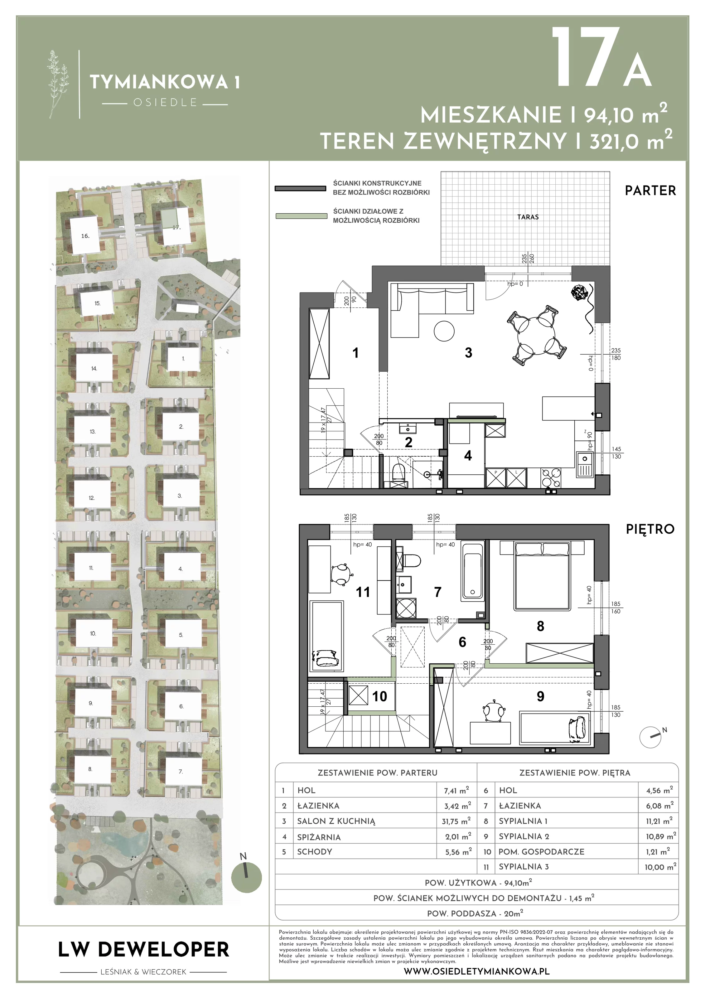 Dom 94,10 m², oferta nr 17A, Osiedle Tymiankowa 1 - domy, Łódź, Widzew, ul. Tymiankowa 1