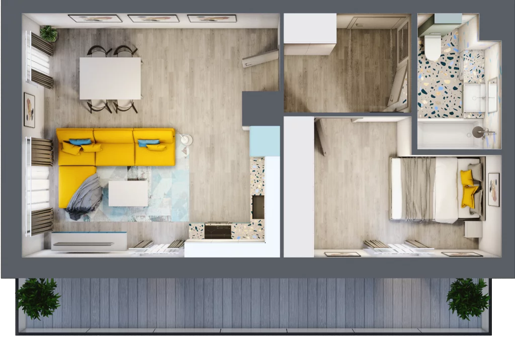 1 pokój, mieszkanie 42,32 m², piętro 2, oferta nr A02, Kilińskiego, Elbląg, Zatorze, ul. Jana Kilińskiego