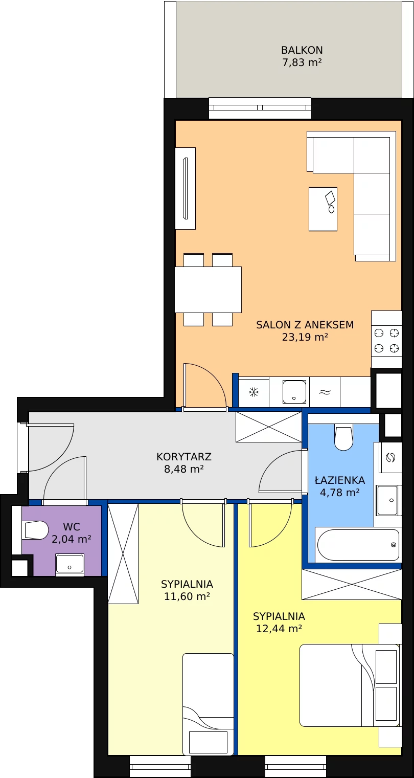Zalety mieszkania 62.53 m², A12
