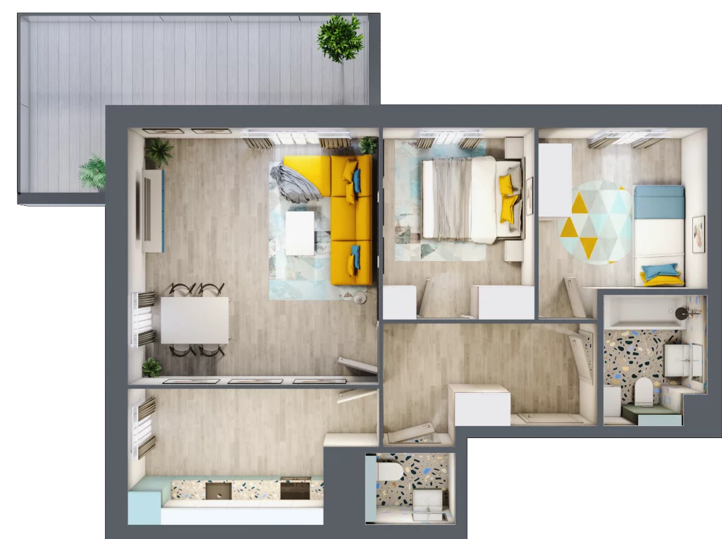 3 pokoje, mieszkanie 61,59 m², piętro 7, oferta nr A33, Kilińskiego, Elbląg, Zatorze, ul. Jana Kilińskiego