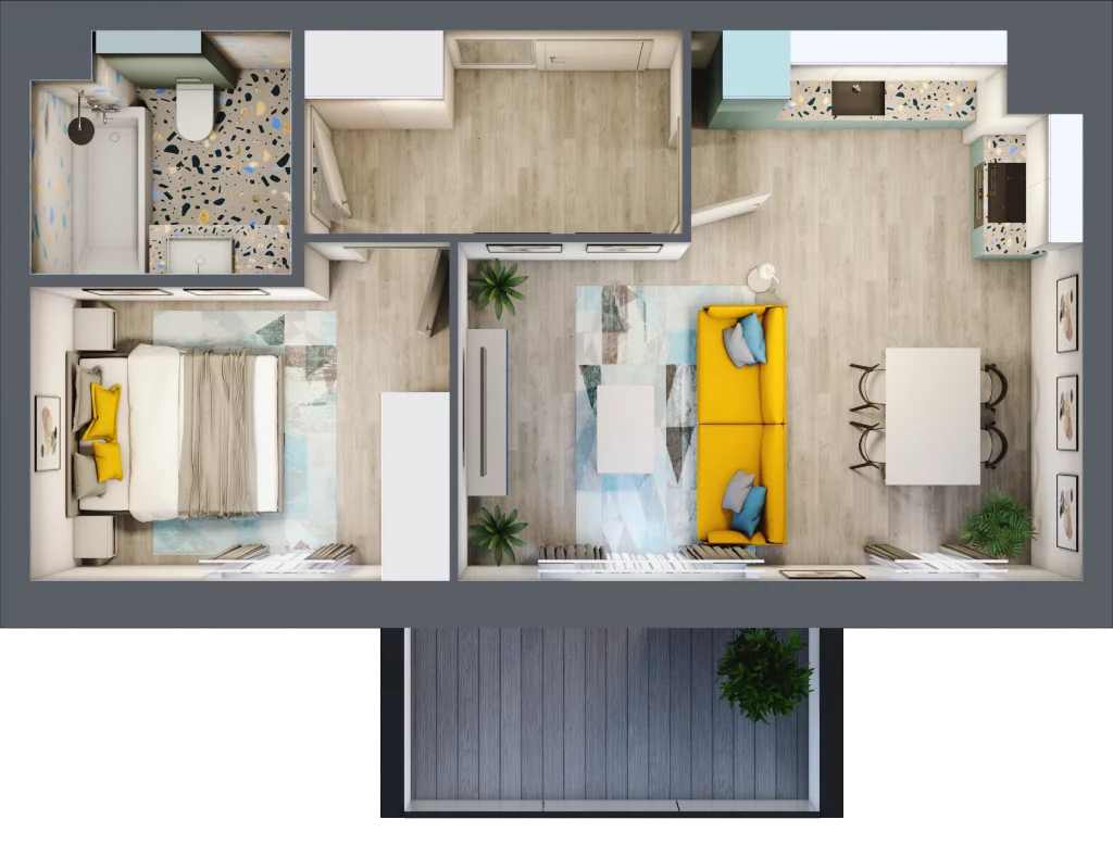 1 pokój, mieszkanie 41,00 m², piętro 2, oferta nr B02, Kilińskiego, Elbląg, Zatorze, ul. Jana Kilińskiego