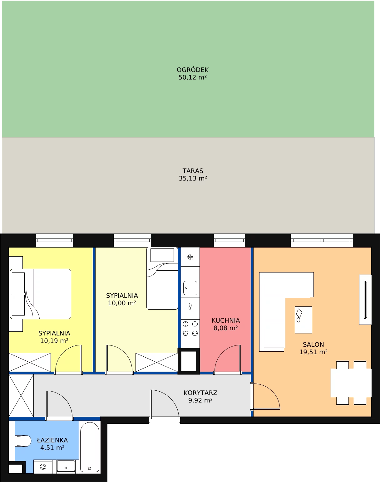 Zalety mieszkania 62.21 m², B03
