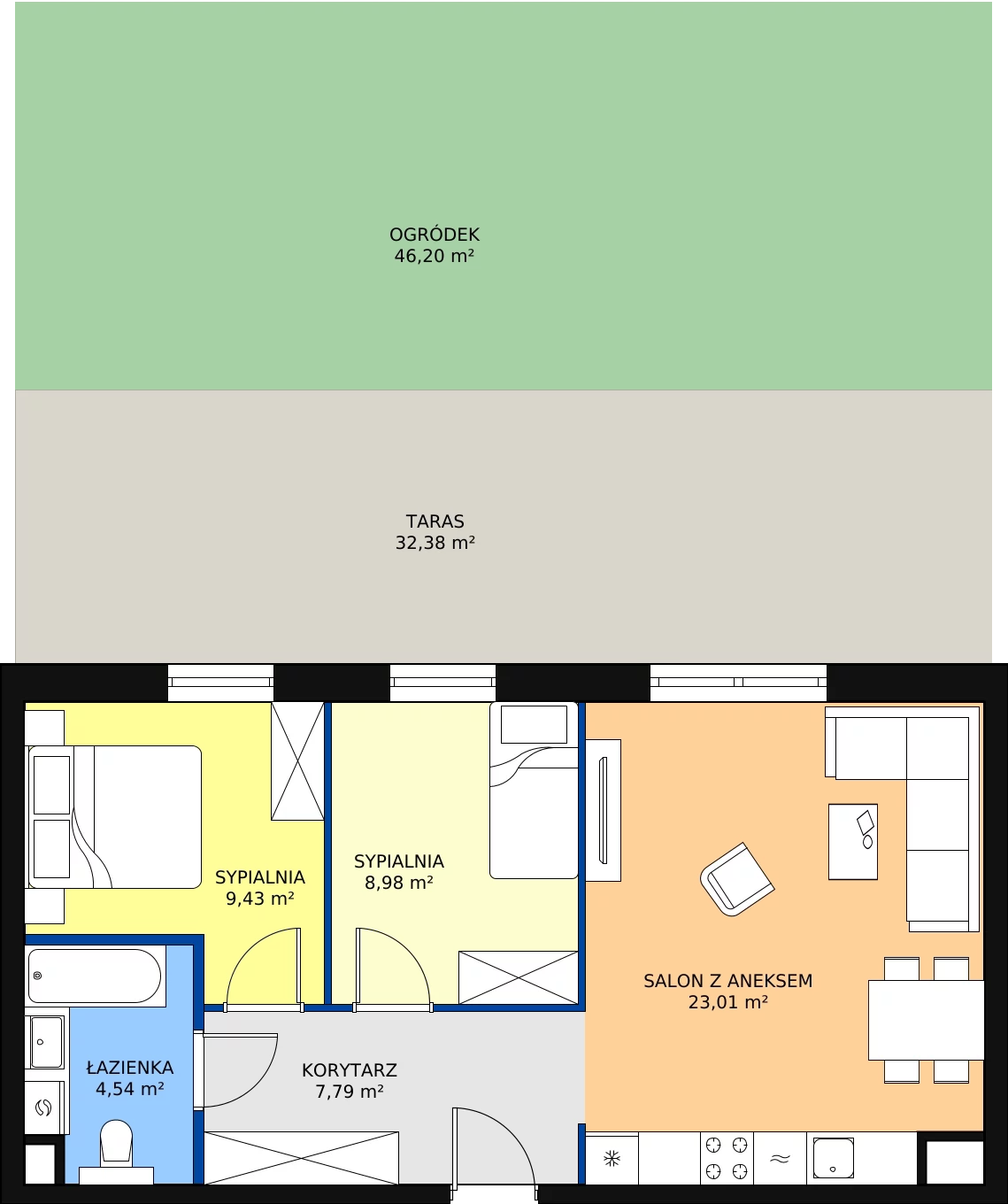 Zalety mieszkania 53.75 m², B04