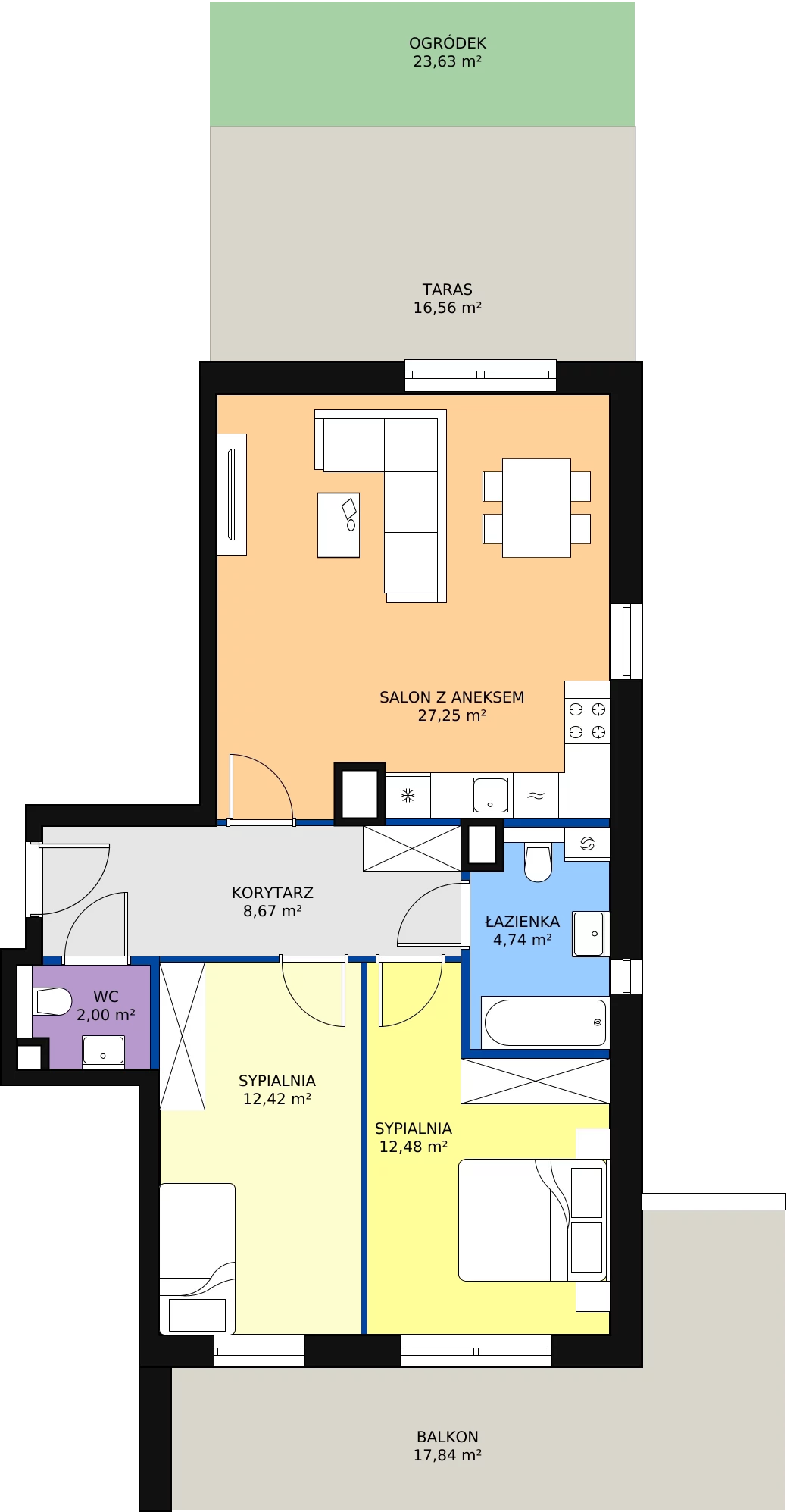 Zalety mieszkania 67.56 m², B05