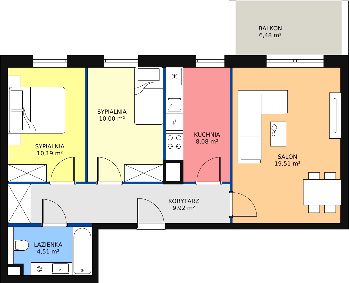 Zalety mieszkania 62.21 m², B28