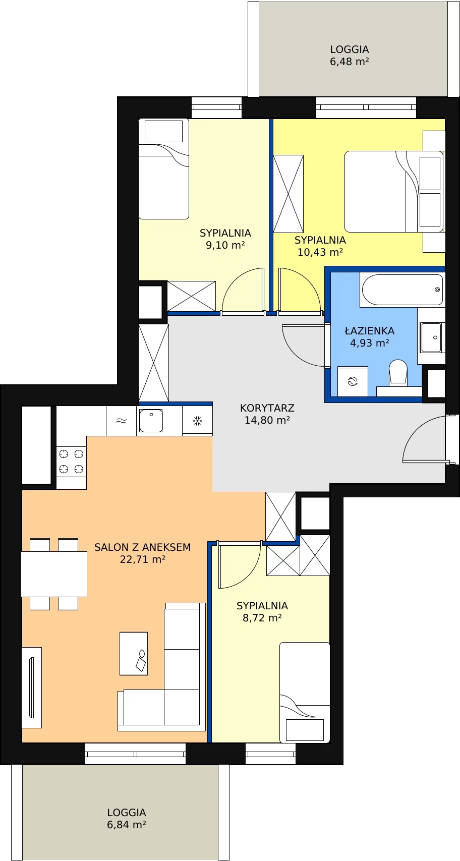 Zalety mieszkania 70.69 m², B42
