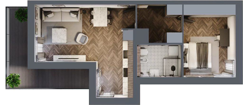 2 pokoje, mieszkanie 46,44 m², parter, oferta nr 1, Osiedle Nove, Ostróda, ul. 1 Dywizji
