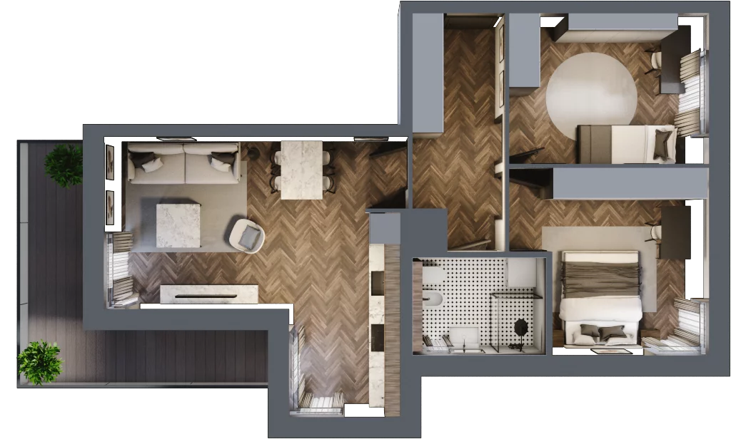 3 pokoje, mieszkanie 59,51 m², piętro 2, oferta nr 7, Osiedle Nove, Ostróda, ul. 1 Dywizji