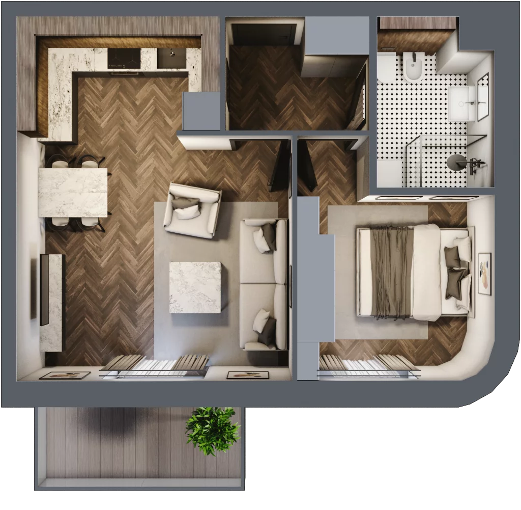 2 pokoje, mieszkanie 41,11 m², piętro 1, oferta nr 41, Osiedle Nove, Ostróda, ul. 1 Dywizji