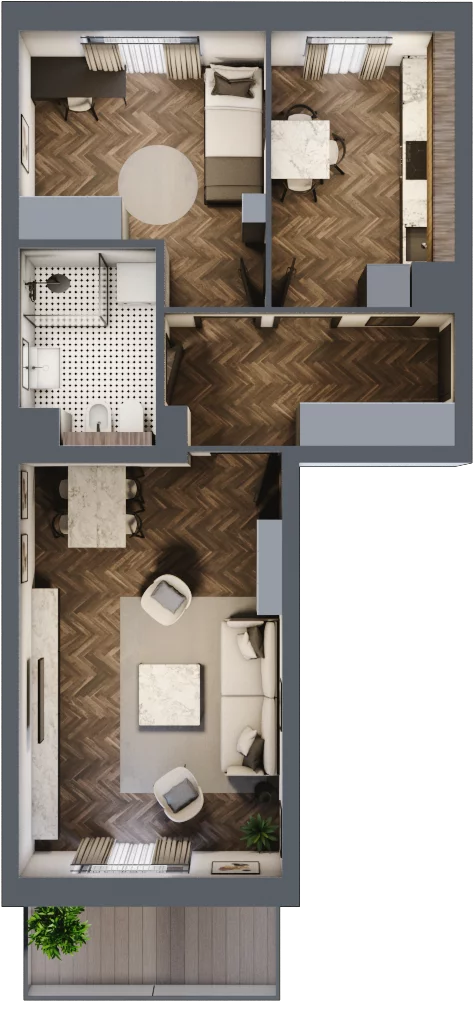 2 pokoje, mieszkanie 53,14 m², piętro 3, oferta nr 48, Osiedle Nove, Ostróda, ul. 1 Dywizji