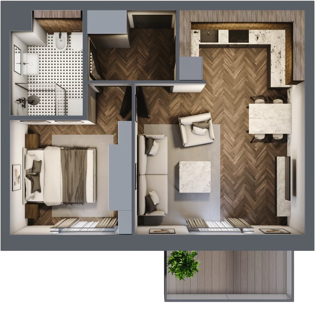 2 pokoje, mieszkanie 41,20 m², parter, oferta nr 56, Osiedle Nove, Ostróda, ul. 1 Dywizji