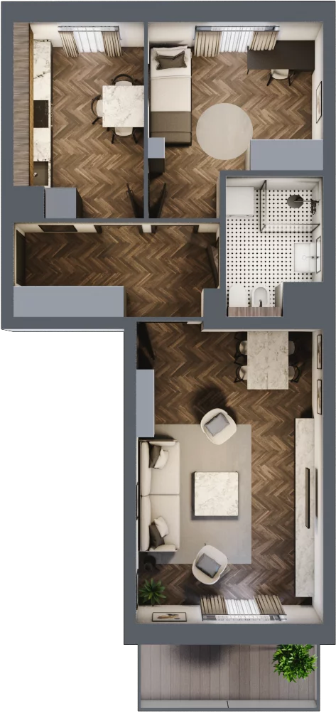 2 pokoje, mieszkanie 52,91 m², piętro 1, oferta nr 58, Osiedle Nove, Ostróda, ul. 1 Dywizji