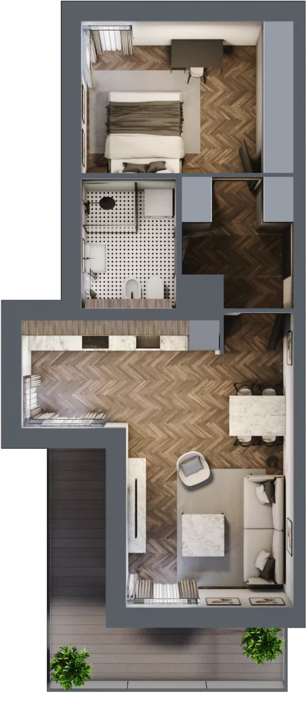 2 pokoje, mieszkanie 46,44 m², parter, oferta nr 75, Osiedle Nove, Ostróda, ul. 1 Dywizji