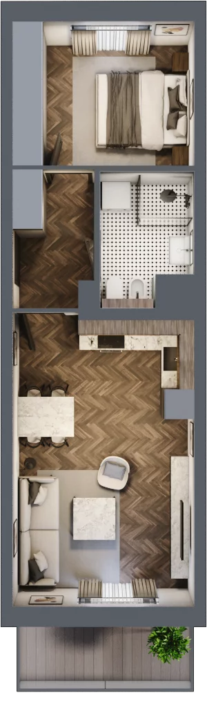 2 pokoje, mieszkanie 40,21 m², parter, oferta nr 55, Osiedle Nove, Ostróda, ul. 1 Dywizji