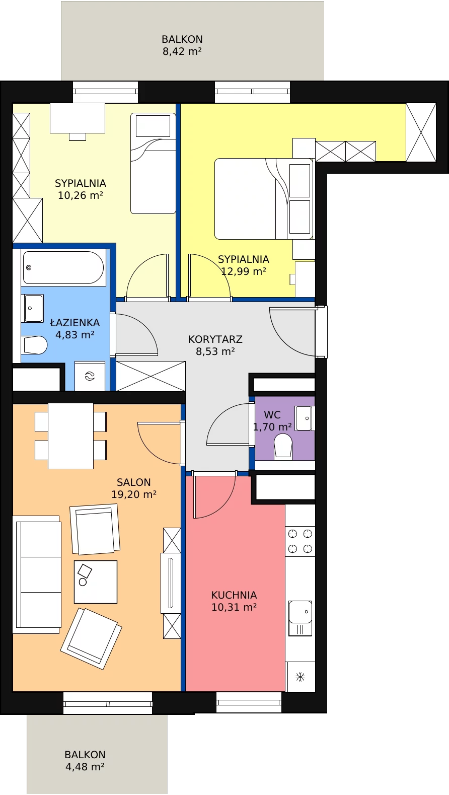Zalety mieszkania 67.82 m², bud-1-M38