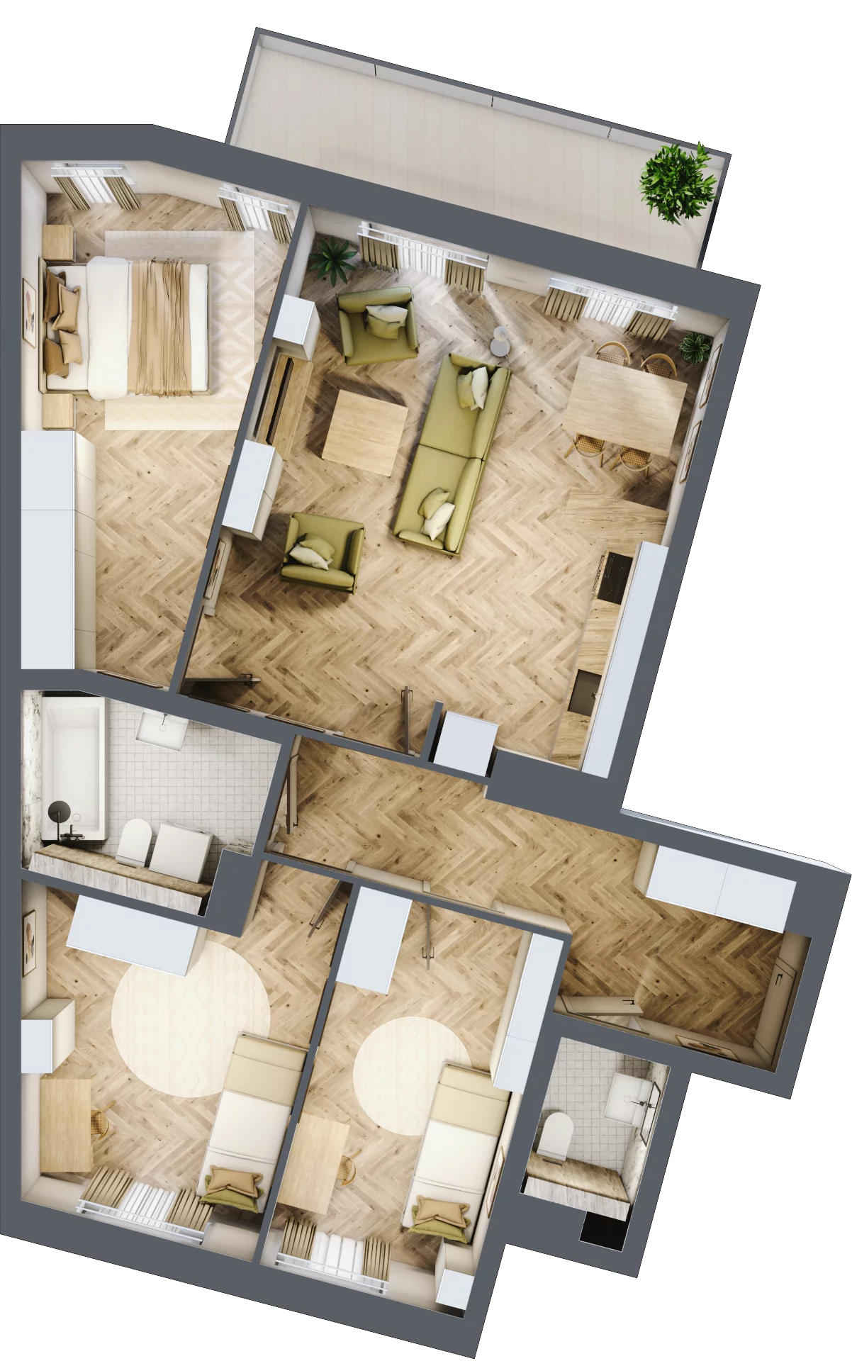 4 pokoje, mieszkanie 82,25 m², piętro 1, oferta nr bud-2-M57, Osiedle Central Park - etap II, Kajkowo, ul. Widok