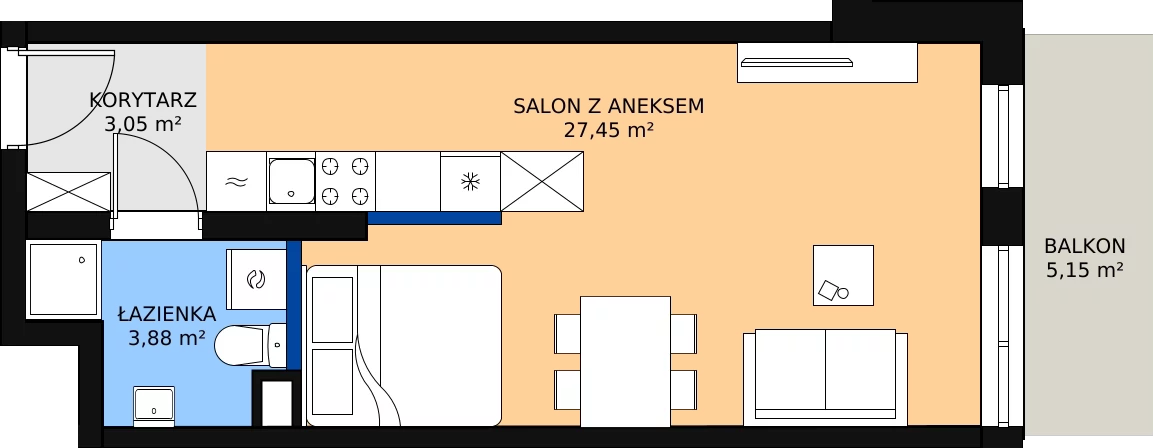 Zalety mieszkania 34.39 m², 21