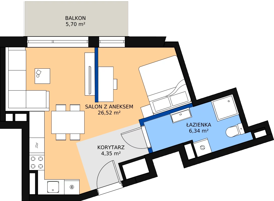 Zalety mieszkania 38.47 m², 24