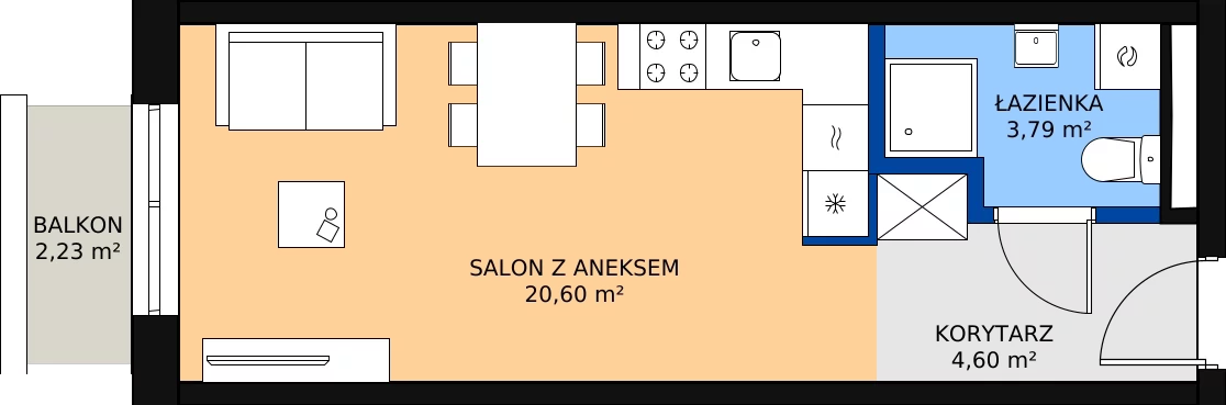 Zalety mieszkania 28.99 m², 29