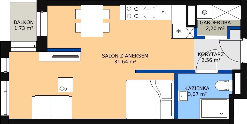 Zalety mieszkania 39.34 m², 56