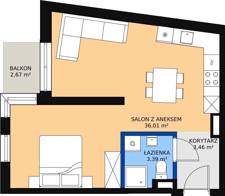 Zalety mieszkania 43.65 m², 63