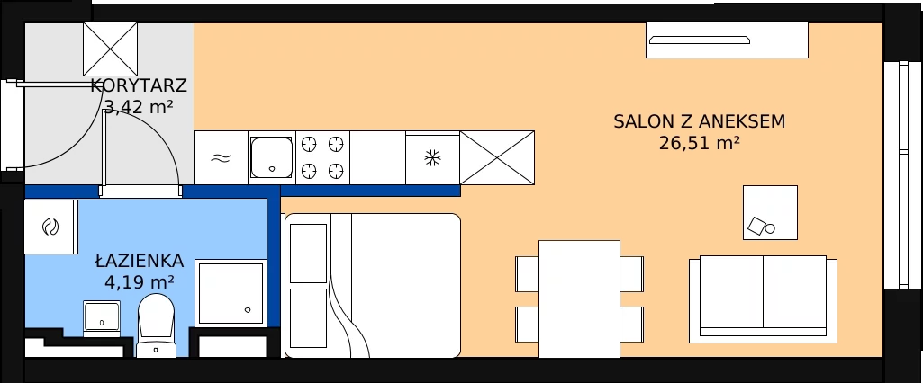 Zalety mieszkania 34.12 m², 86