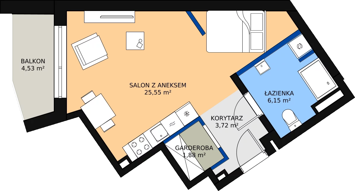 Zalety mieszkania 37.3 m², 2