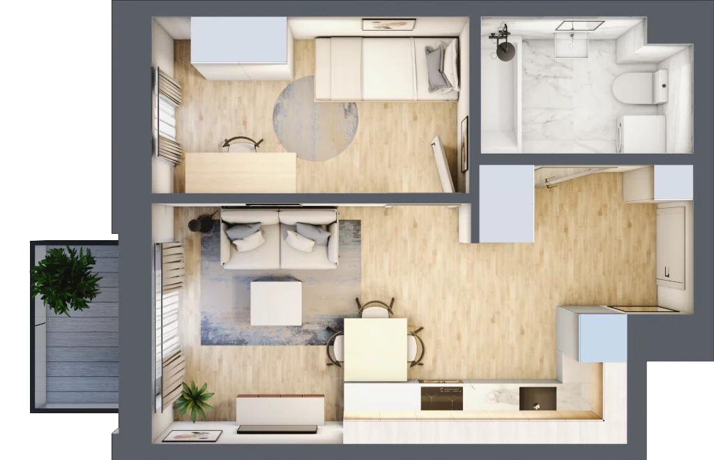2 pokoje, mieszkanie 33,32 m², piętro 3, oferta nr K2/4/67, Apollo Quantum, Kielce, Nowy Folwark, ul. Domaszowska 104