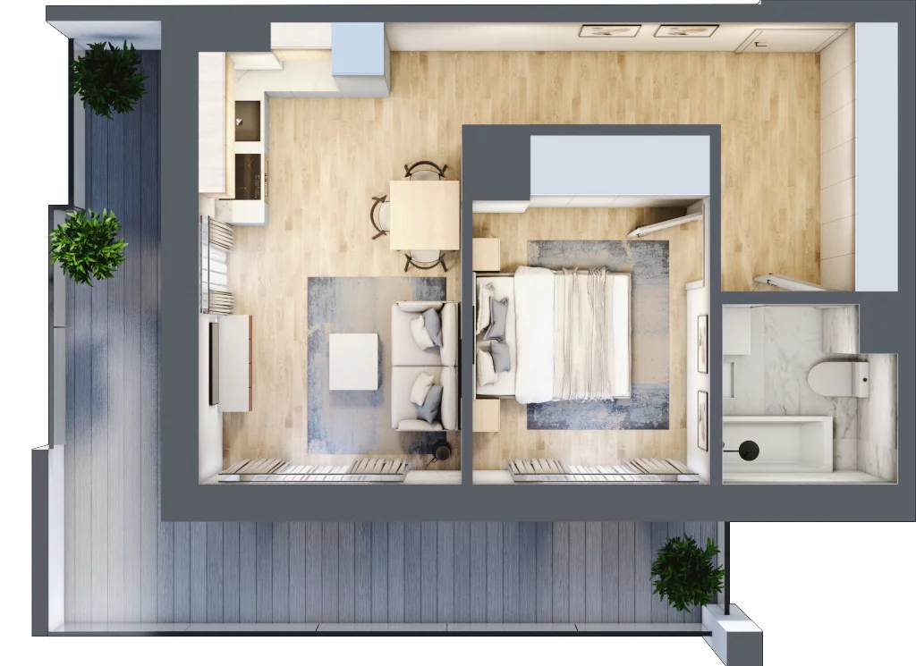 2 pokoje, mieszkanie 39,80 m², piętro 1, oferta nr K1/2/5, Apollo Quantum, Kielce, Nowy Folwark, ul. Domaszowska 104