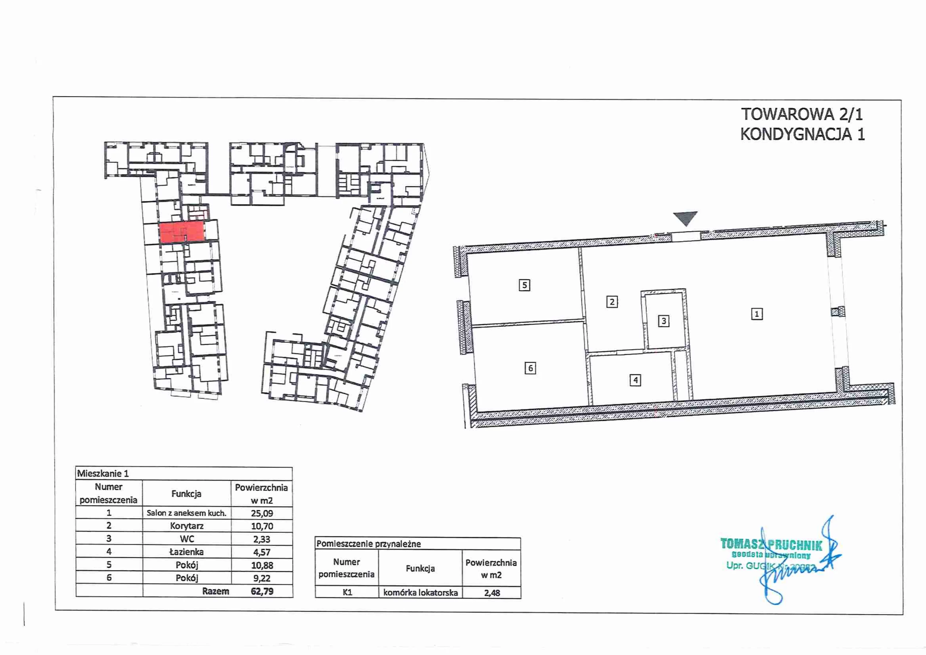 3 pokoje, mieszkanie 62,97 m², parter, oferta nr 1, RiverSide, Kalisz, ul. Towarowa 2