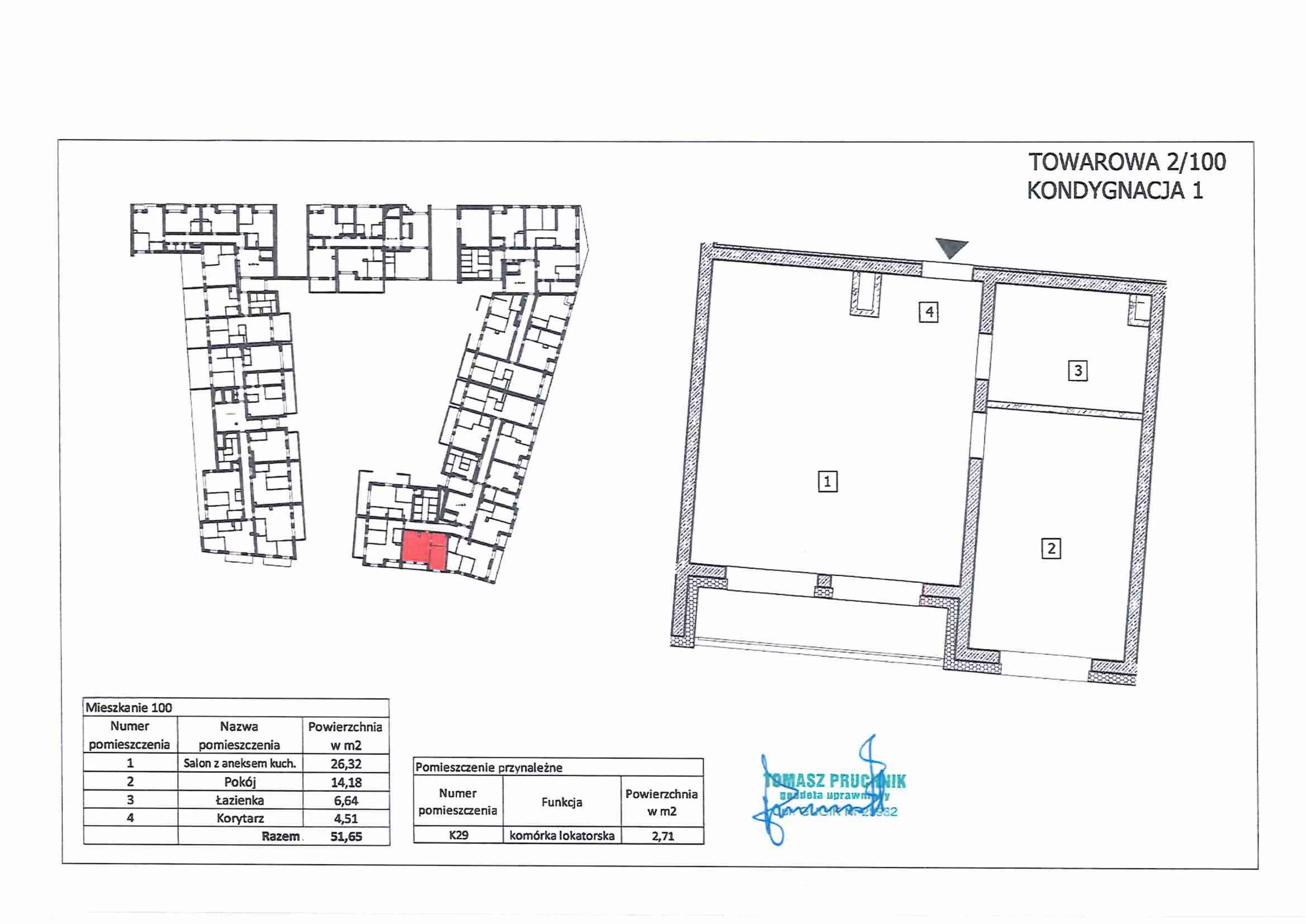 2 pokoje, mieszkanie 51,51 m², parter, oferta nr 100, RiverSide, Kalisz, ul. Towarowa 2