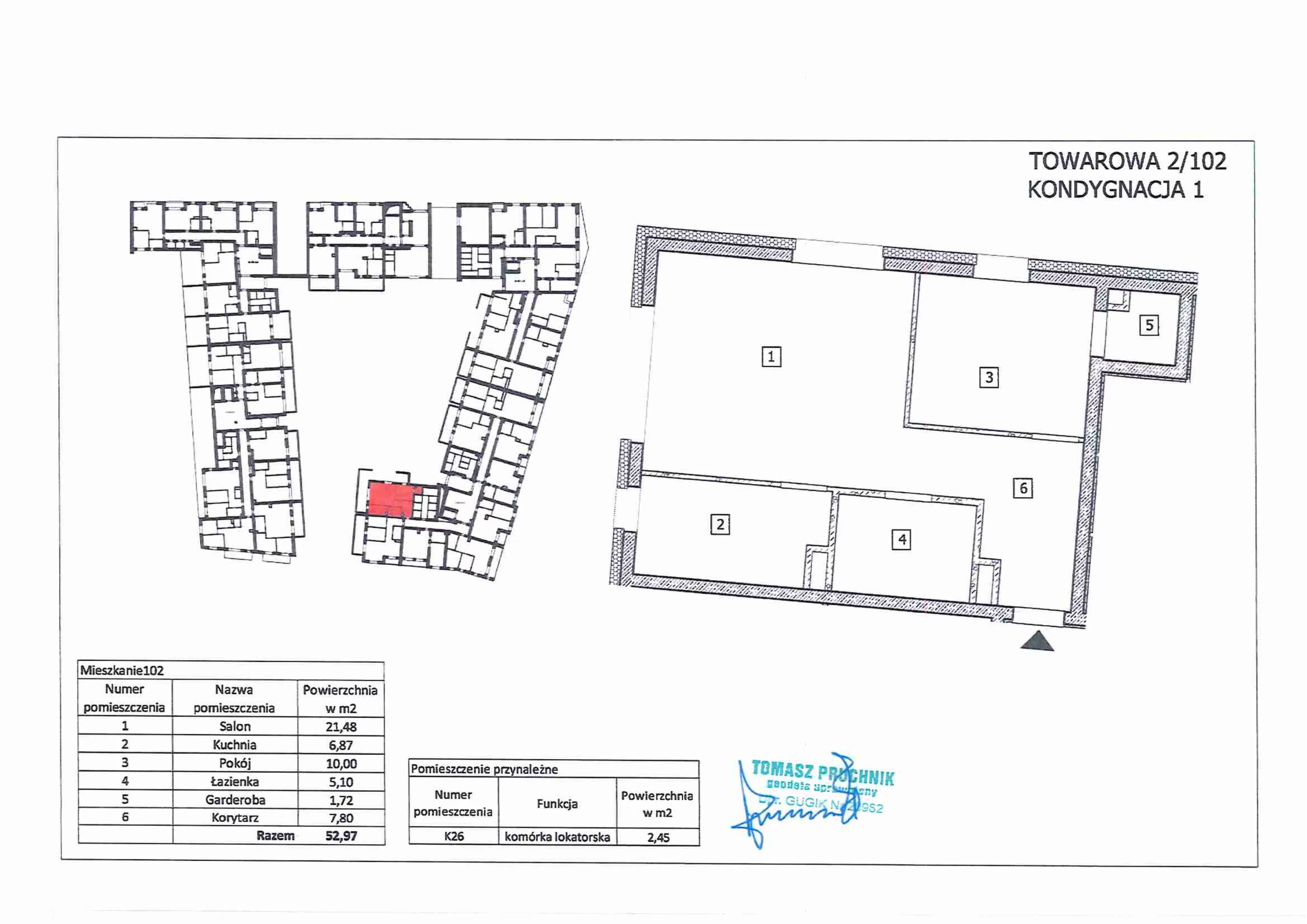 2 pokoje, mieszkanie 52,85 m², parter, oferta nr 102, RiverSide, Kalisz, ul. Towarowa 2