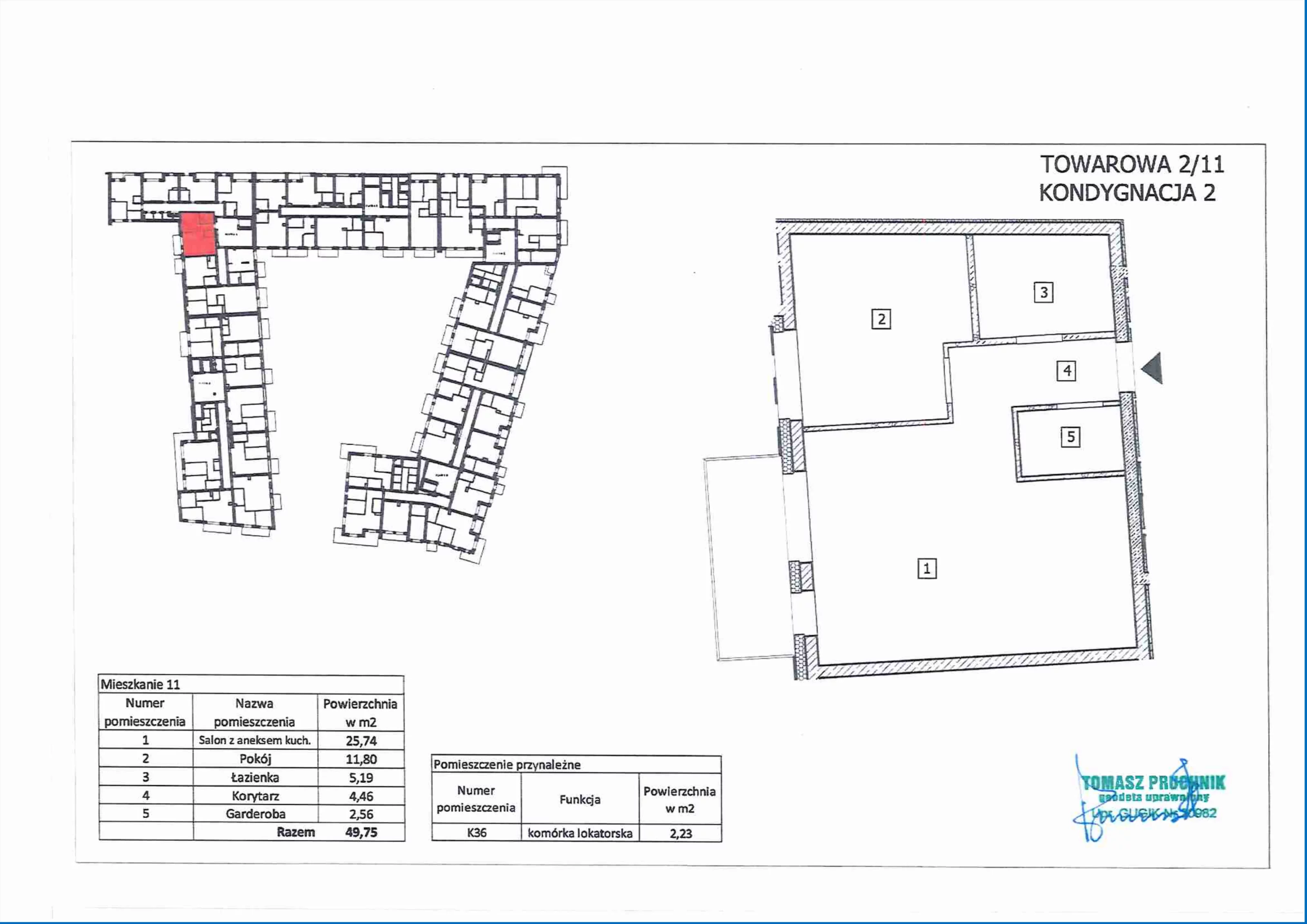 2 pokoje, mieszkanie 50,20 m², piętro 1, oferta nr 11, RiverSide, Kalisz, ul. Towarowa 2