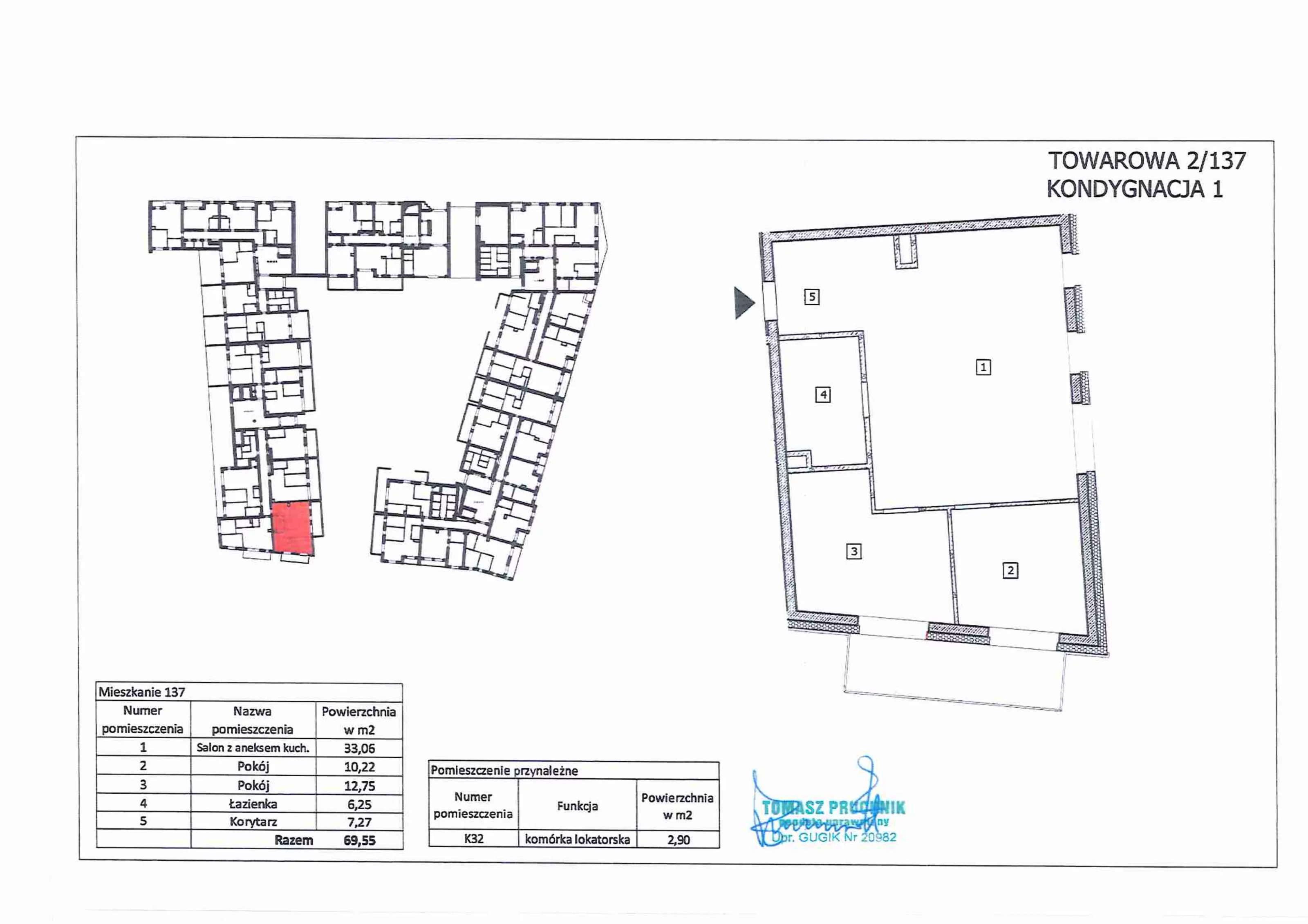3 pokoje, mieszkanie 69,21 m², parter, oferta nr 137, RiverSide, Kalisz, ul. Towarowa 2
