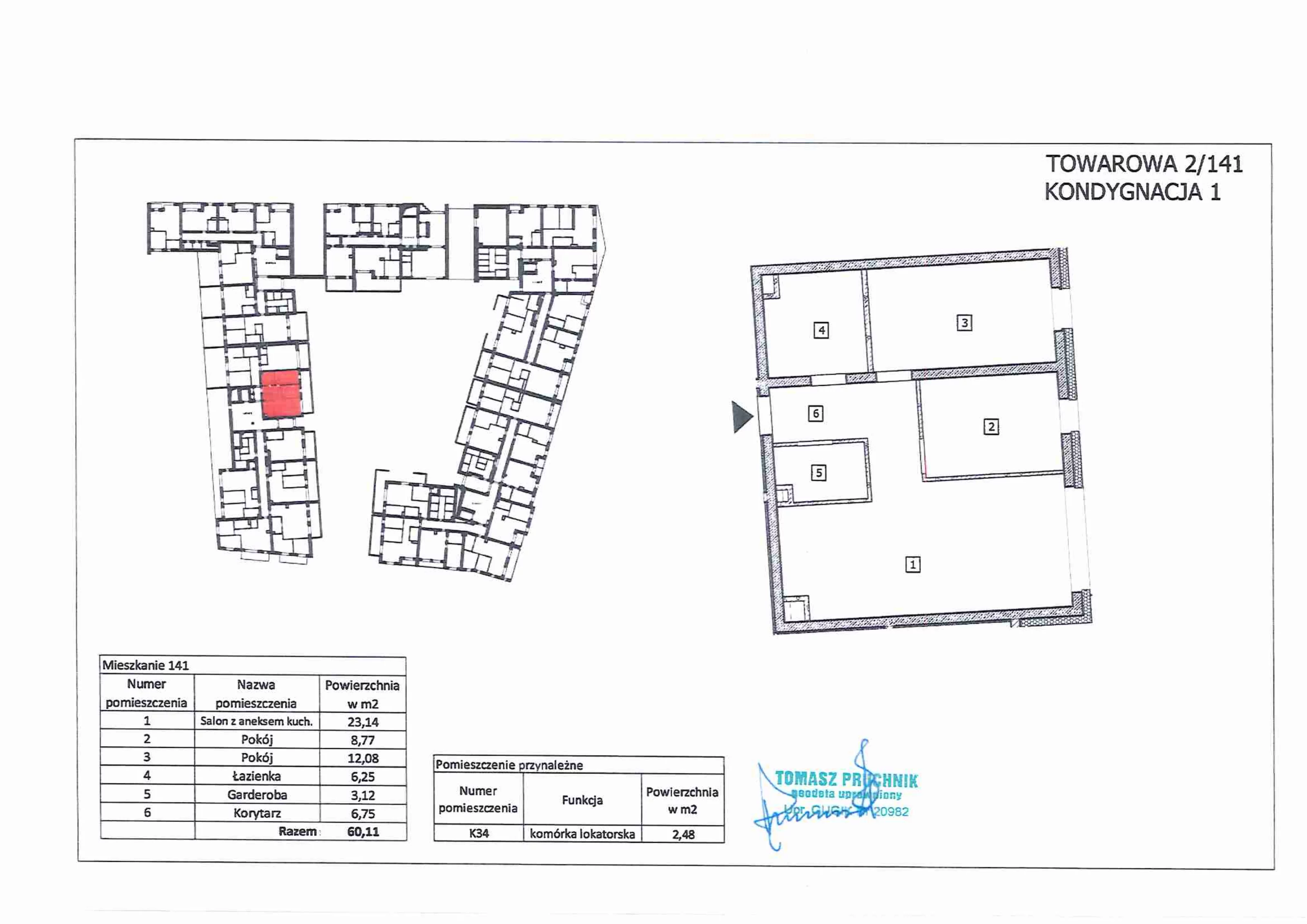 3 pokoje, mieszkanie 60,11 m², parter, oferta nr 141, RiverSide, Kalisz, ul. Towarowa 2
