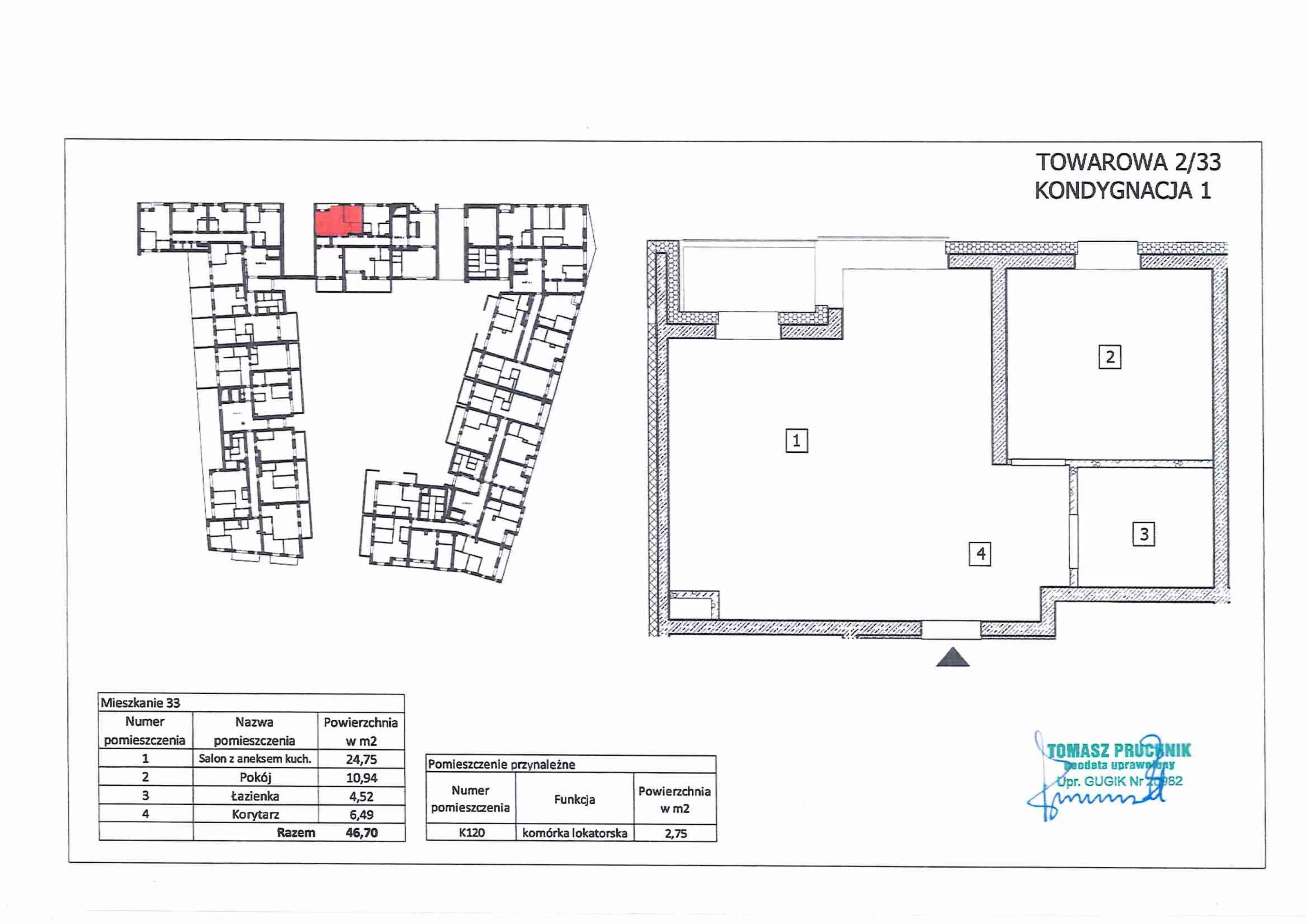 2 pokoje, mieszkanie 46,61 m², parter, oferta nr 33, RiverSide, Kalisz, ul. Towarowa 2