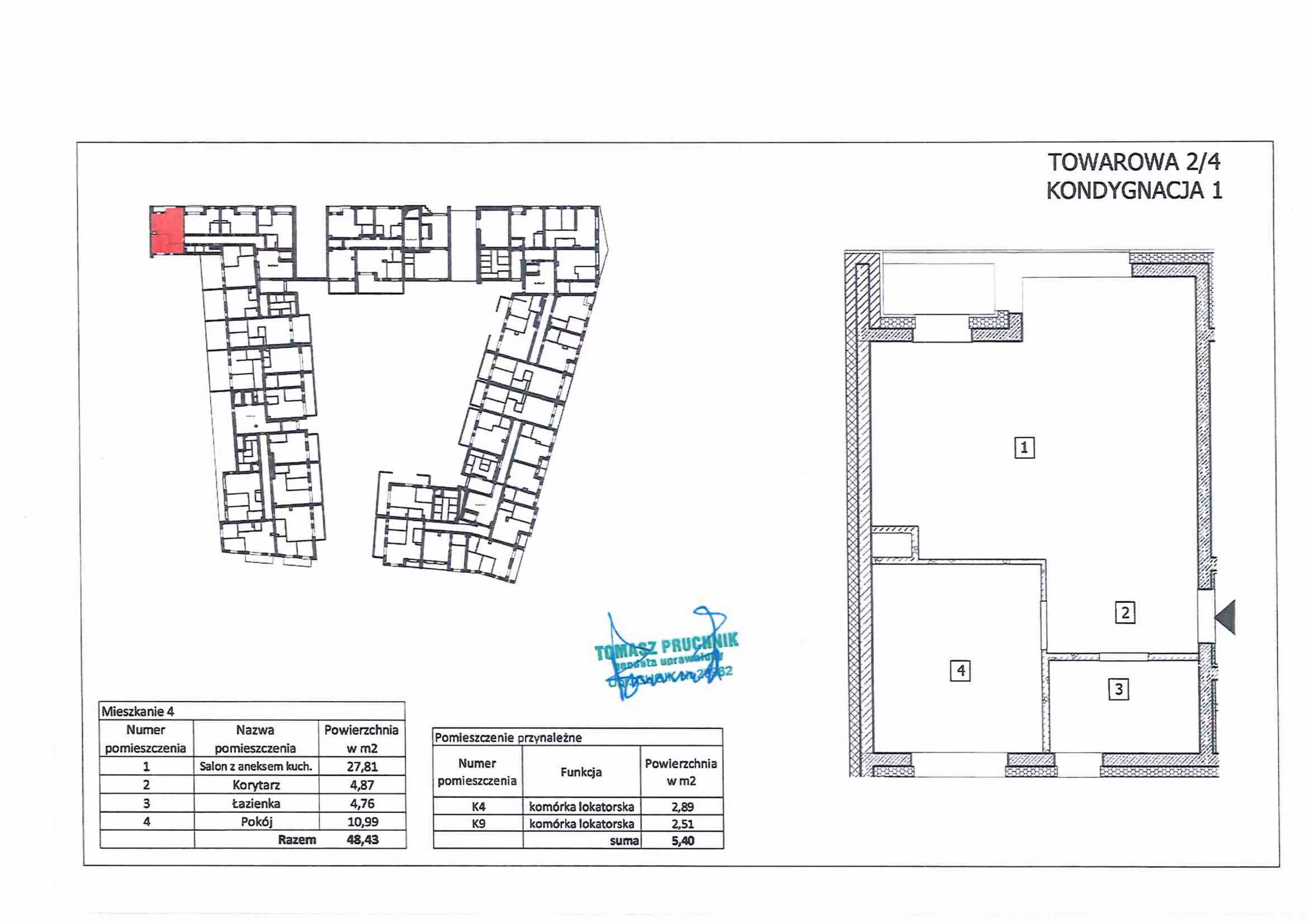 2 pokoje, mieszkanie 48,38 m², parter, oferta nr 4, RiverSide, Kalisz, ul. Towarowa 2