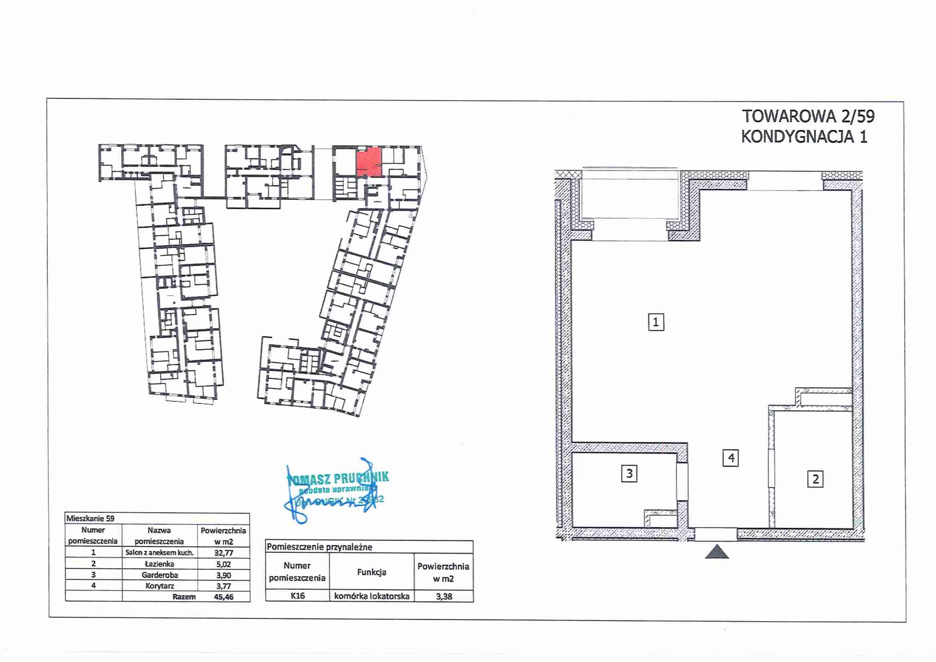 1 pokój, mieszkanie 45,45 m², parter, oferta nr 59, RiverSide, Kalisz, ul. Towarowa 2