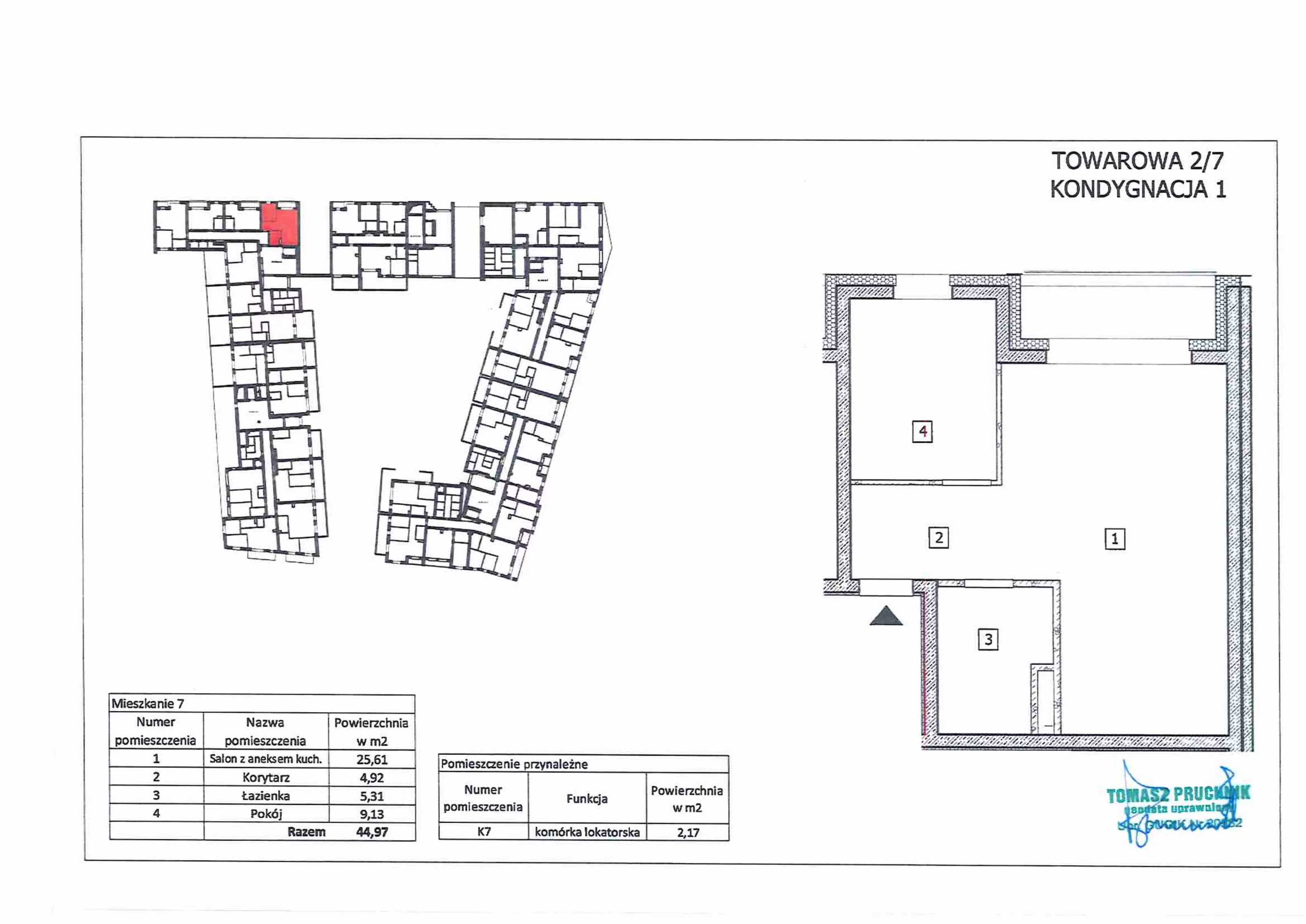 2 pokoje, mieszkanie 44,97 m², parter, oferta nr 7, RiverSide, Kalisz, ul. Towarowa 2