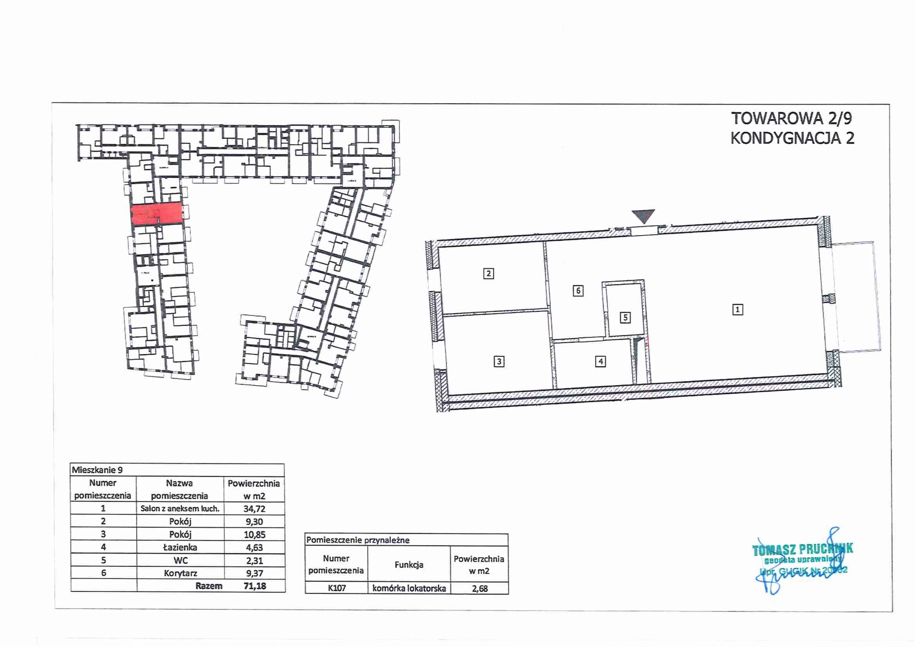 3 pokoje, mieszkanie 71,11 m², piętro 1, oferta nr 9, RiverSide, Kalisz, ul. Towarowa 2