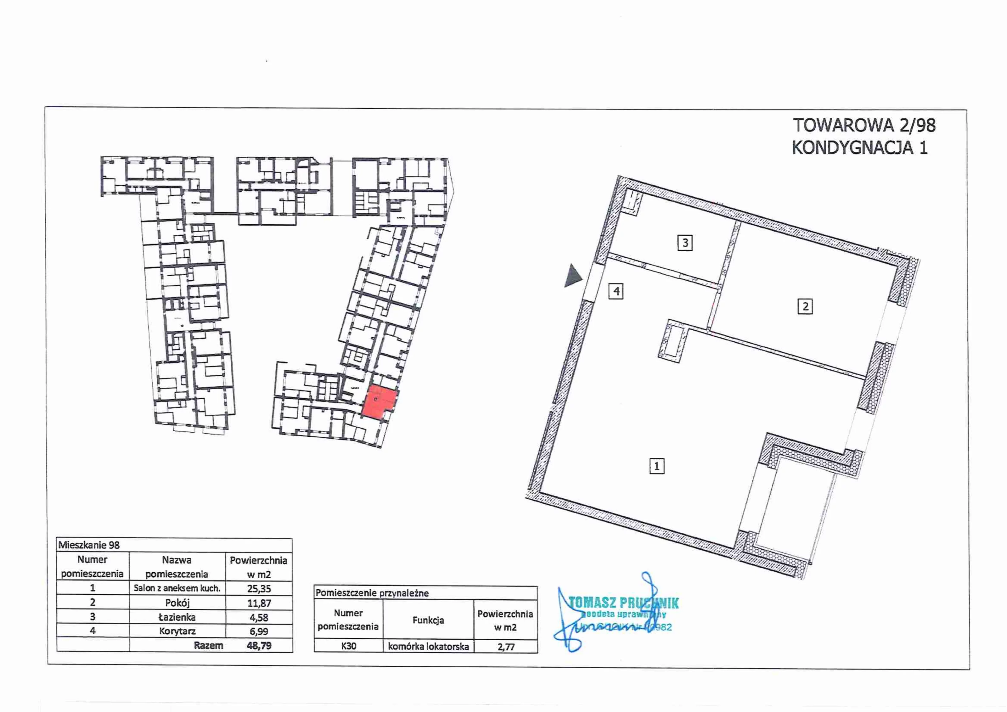 2 pokoje, mieszkanie 48,59 m², parter, oferta nr 98, RiverSide, Kalisz, ul. Towarowa 2