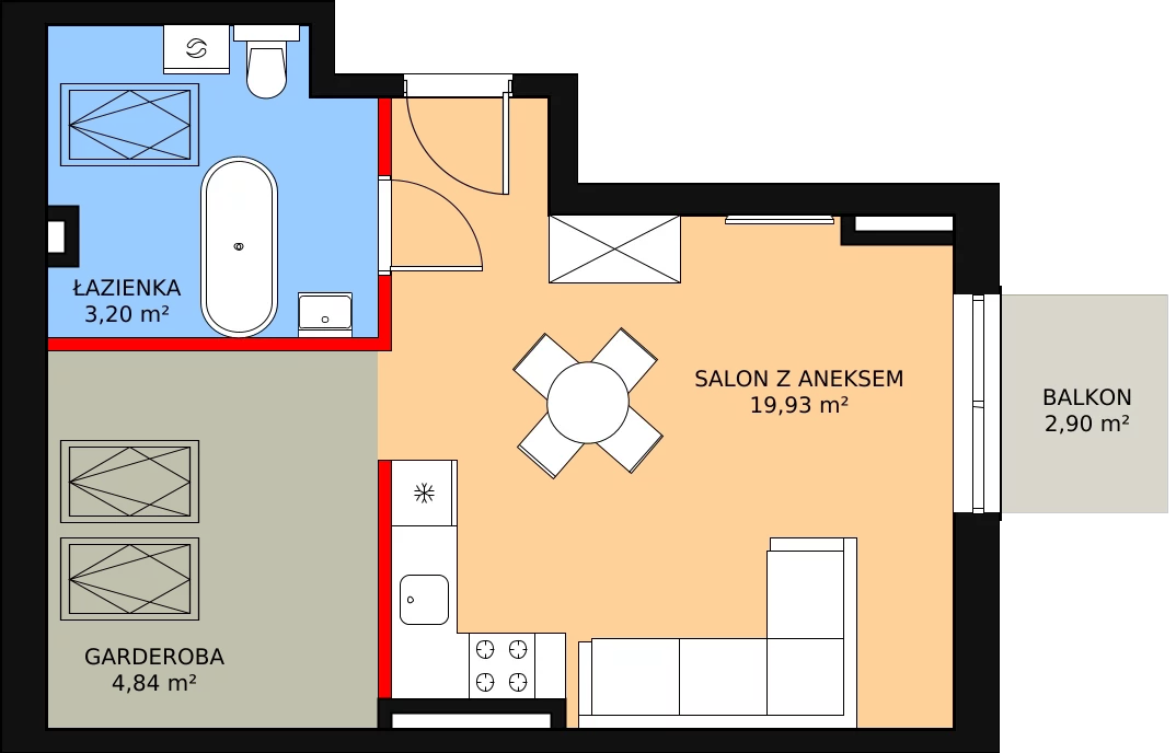 Nowe mieszkanie, 27,97 m², 1 pokój, 2 piętro, oferta nr B3-M18