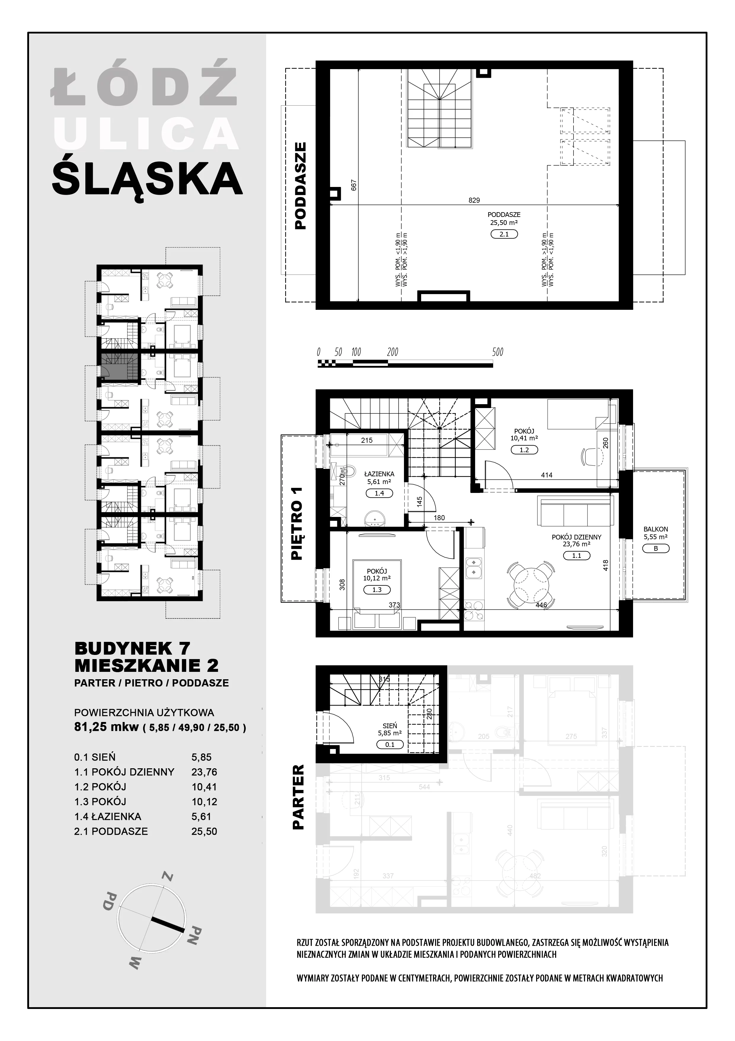 3 pokoje, mieszkanie 81,25 m², piętro 1, oferta nr B7-M2, Śląska Park, Łódź, Górna, Chojny-Dąbrowa, ul. Śląska 39