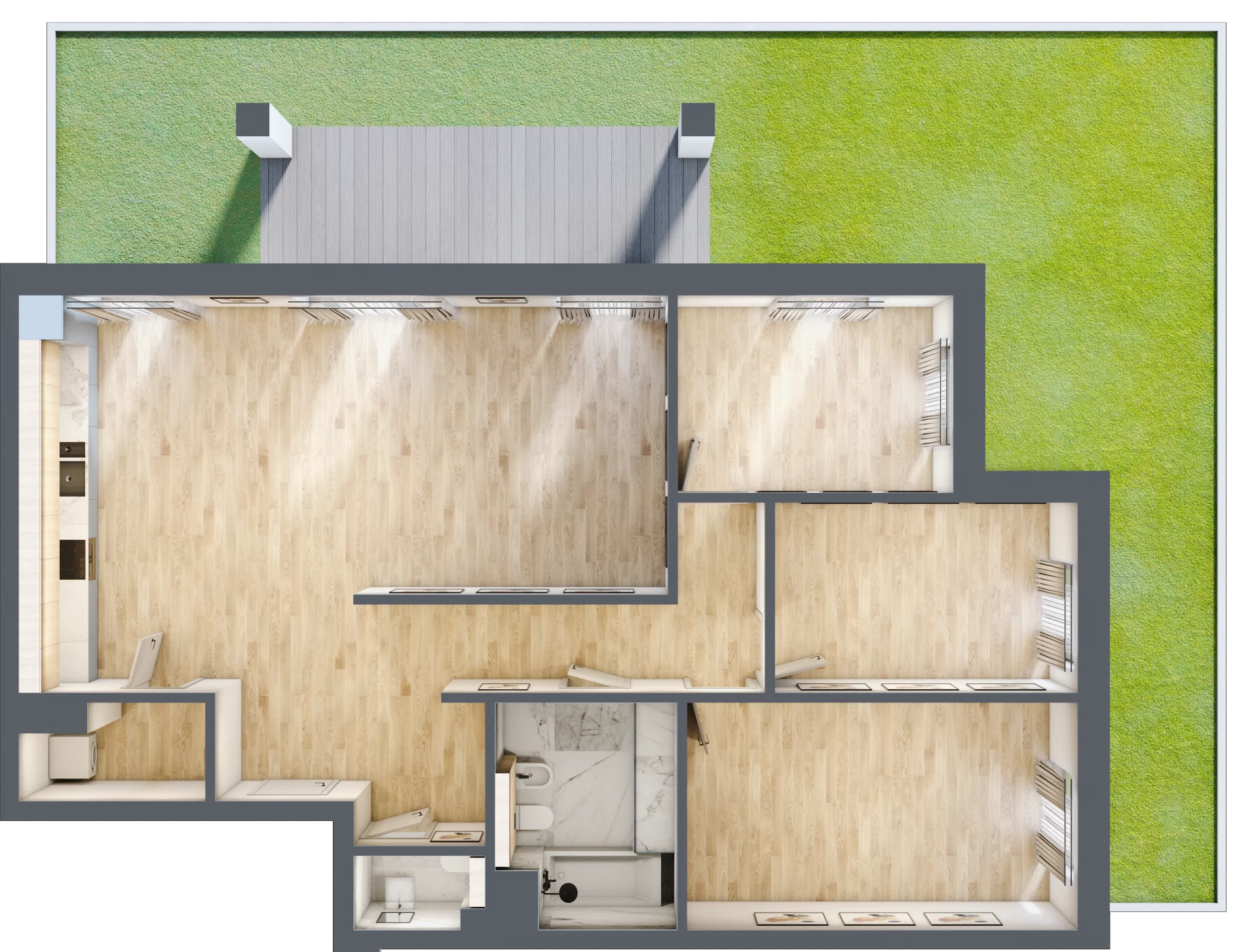 4 pokoje, apartament 107,17 m², parter, oferta nr A04, Przy Parku, Żerniki Wrocławskie, ul. Parkowa