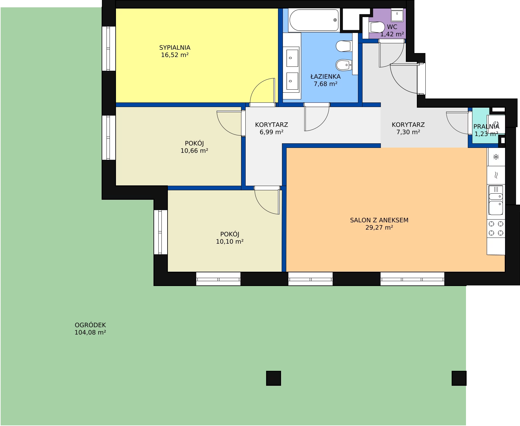 Zalety apartamentu 91.17 m², B02
