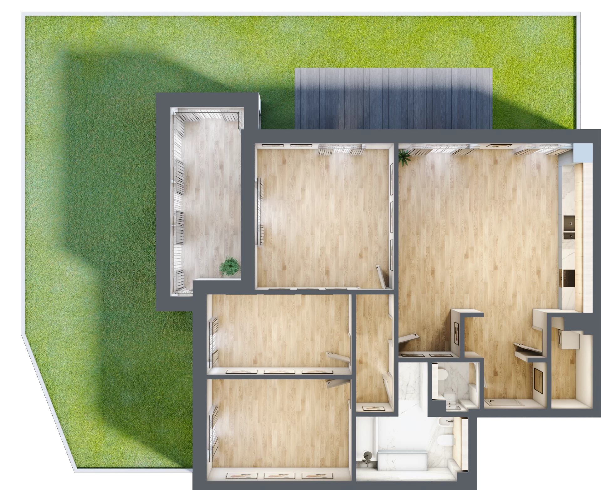 5 pokoi, apartament 118,09 m², parter, oferta nr C03, Przy Parku, Żerniki Wrocławskie, ul. Parkowa