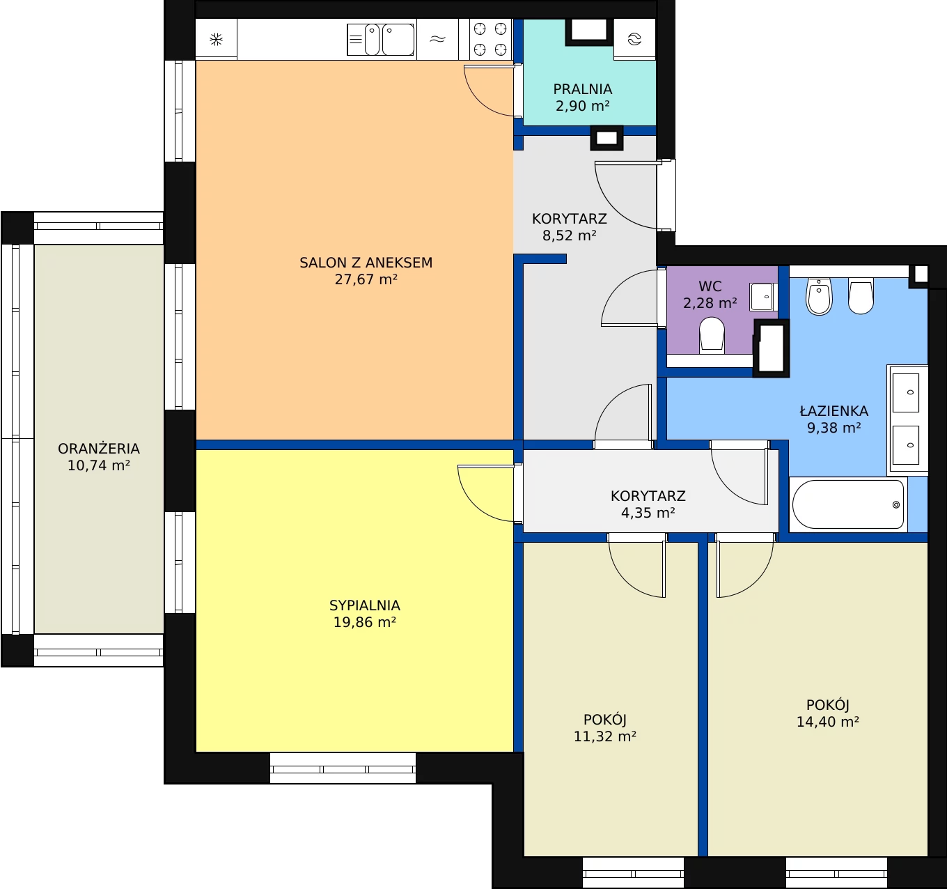 Zalety apartamentu 111.42 m², C05
