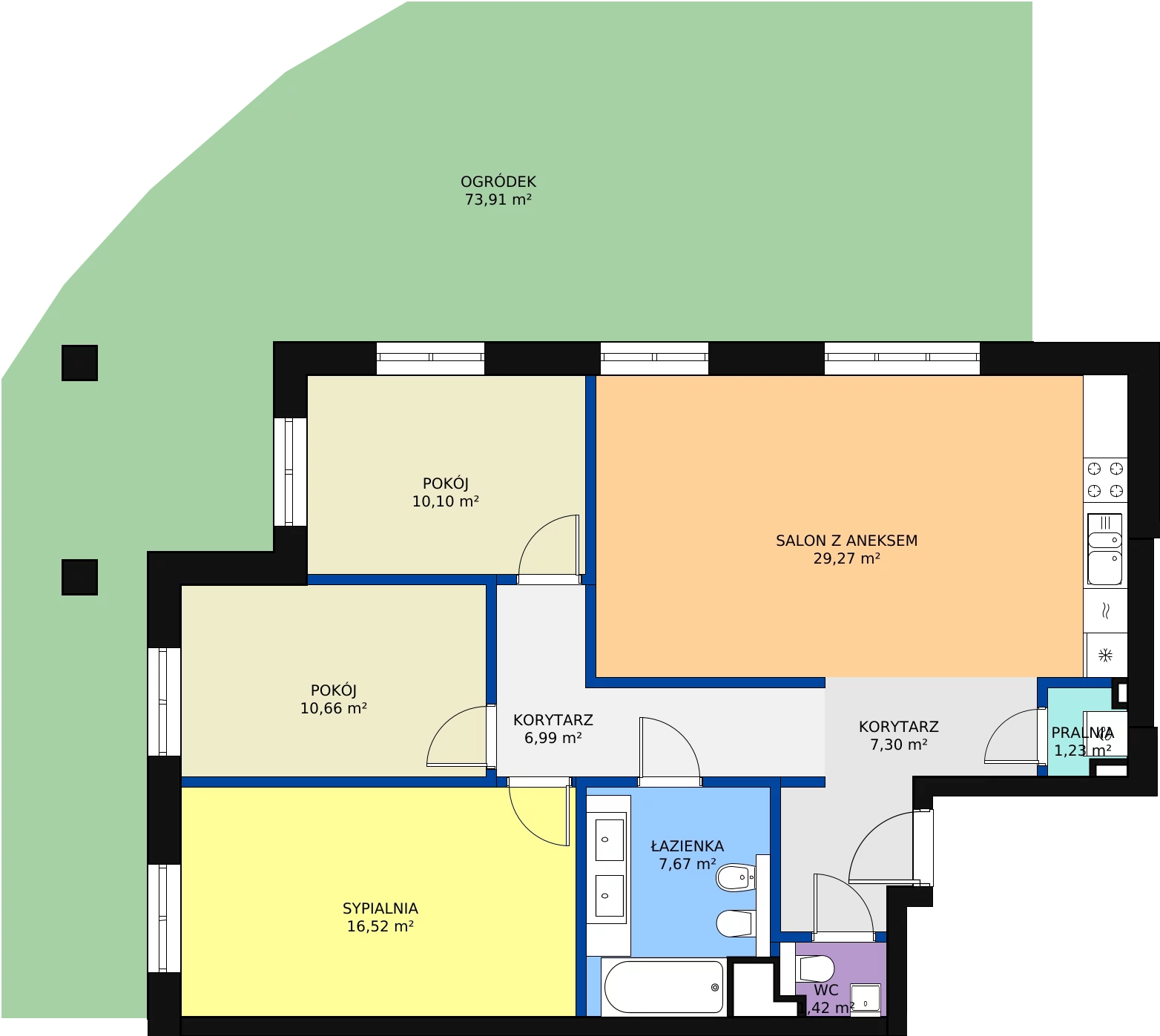 Zalety apartamentu 91.16 m², E01