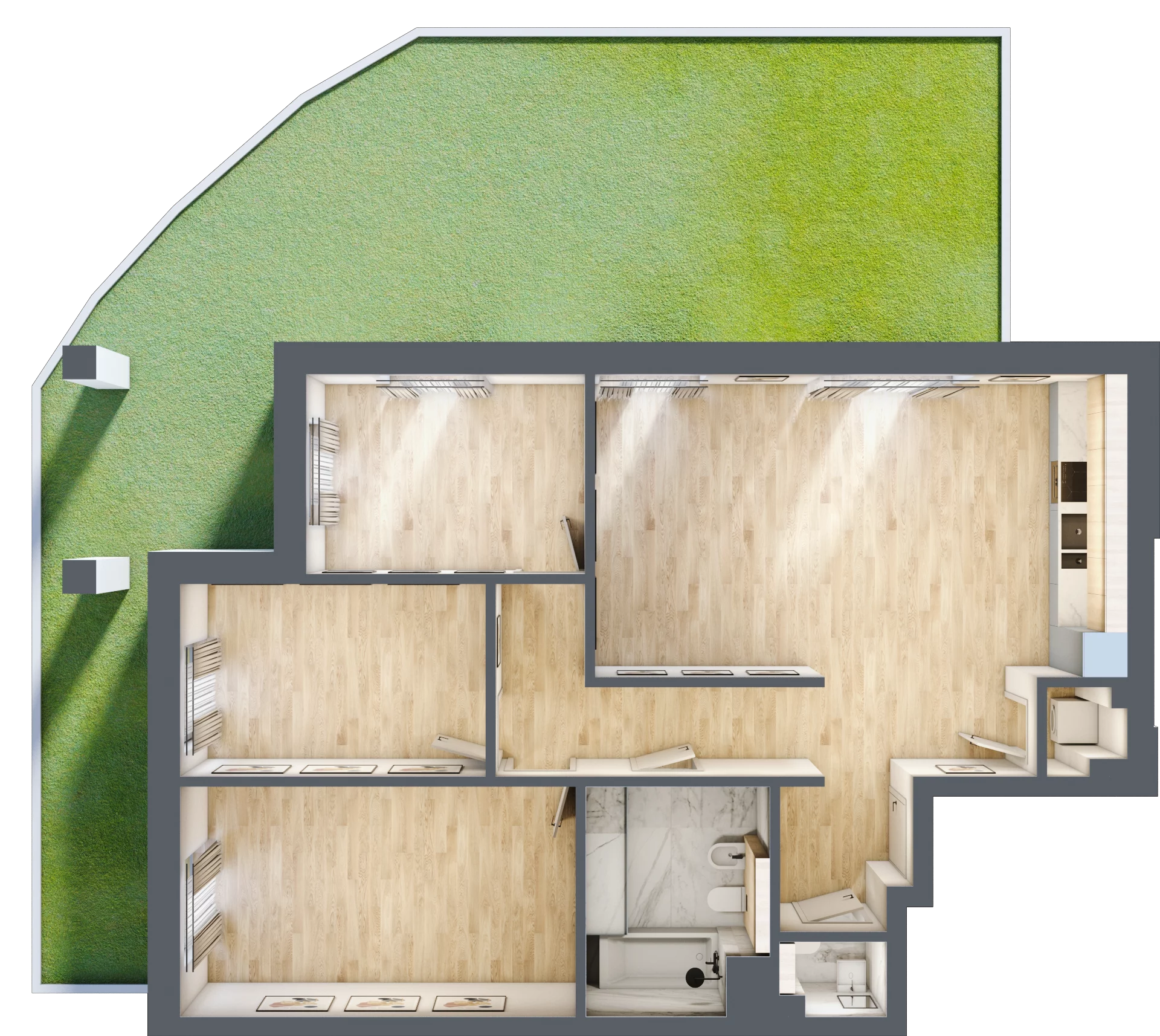 4 pokoje, apartament 91,16 m², parter, oferta nr E01, Przy Parku, Żerniki Wrocławskie, ul. Parkowa